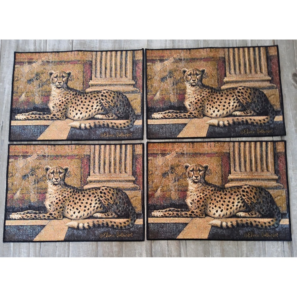 Elaine Vollherbst Cheetah Placemats Set of 4 Safari Nature Wildlife Decor
